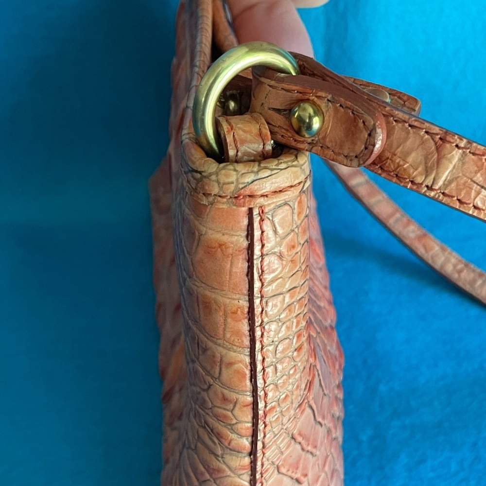 👛 Brahmin Lorelei Orange Melbourne Crocodile Embossed Leather Shoulder Bag. 👛 - Picture 6 of 16
